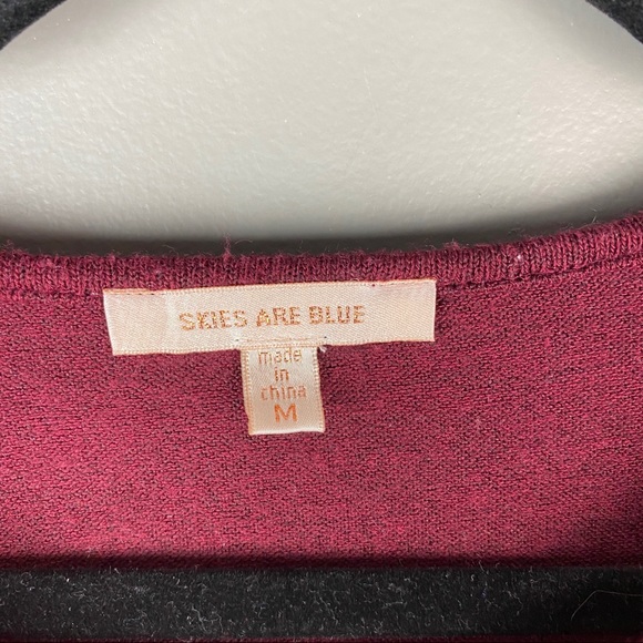 Skies are blue burgundy‎ long sleeve tunic size med - Picture 3 of 5